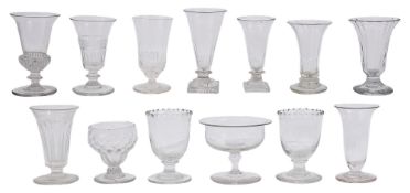 Late 18th and 19th century jelly and syllabub glasses and a sweatmeat dish