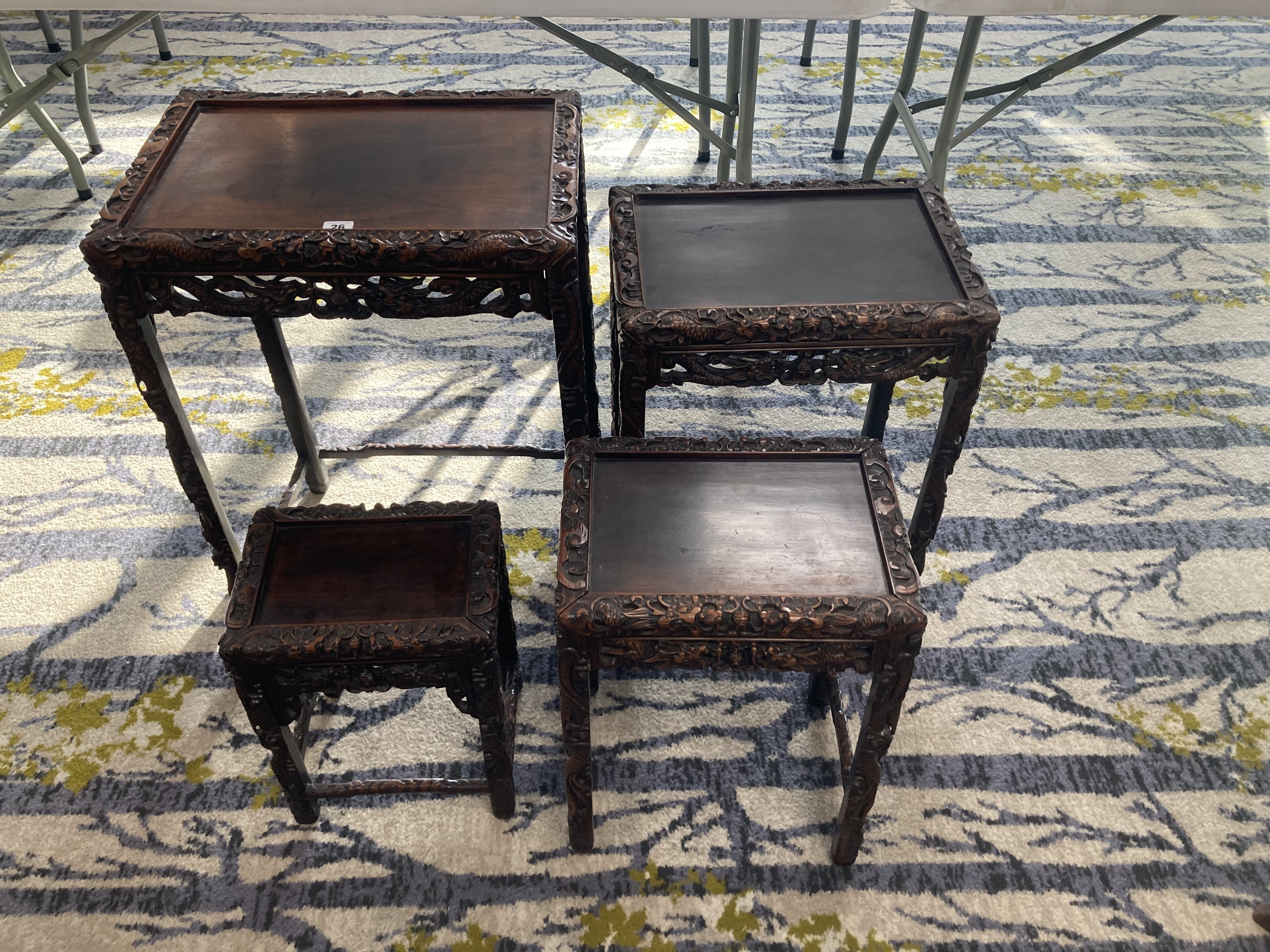 A Chinese nest of four hardwood tables, circa 1900 - Image 4 of 5