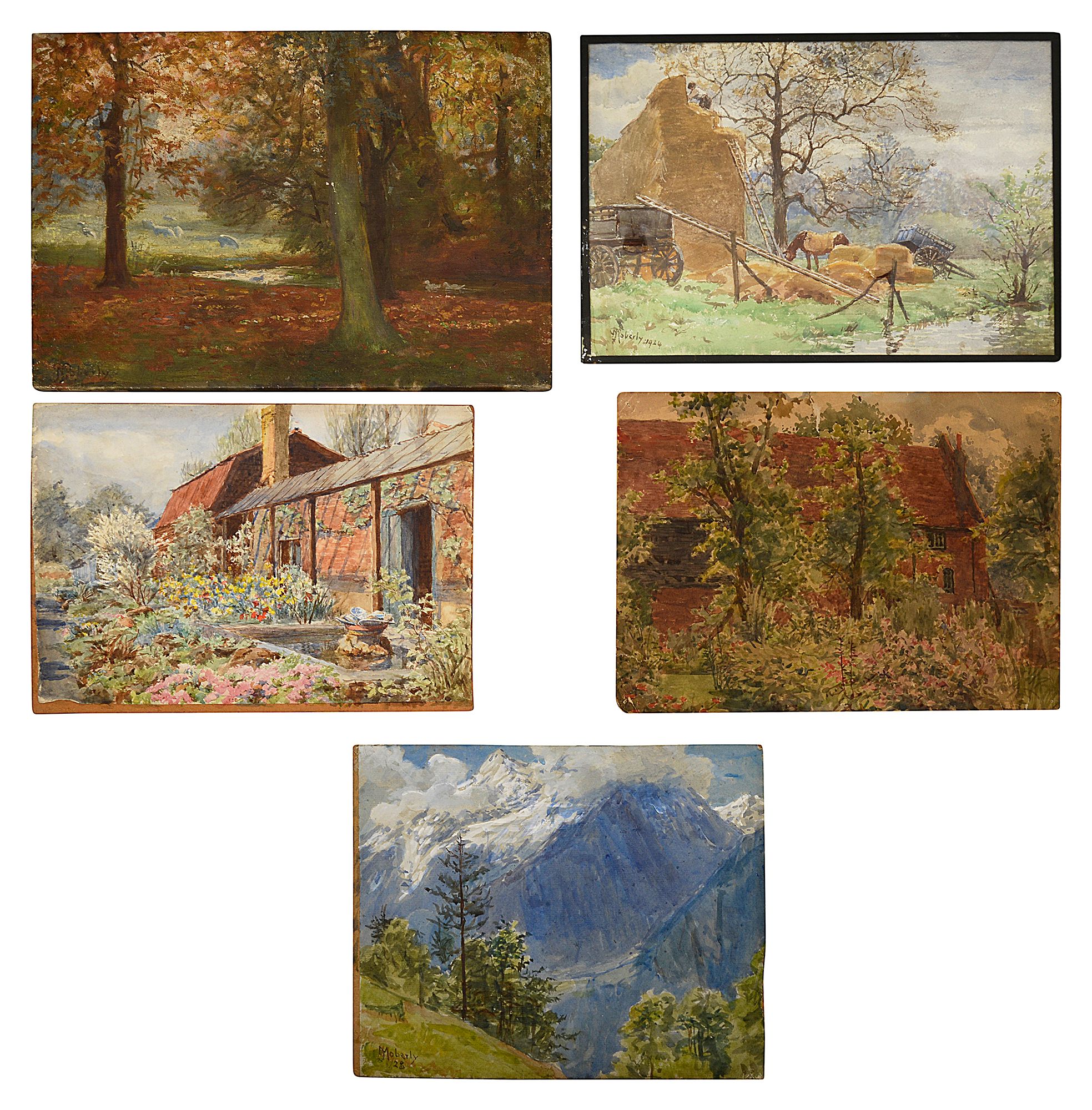 Mariquita Jenny Moberly (British, 1855-1937) Five landscape scenes