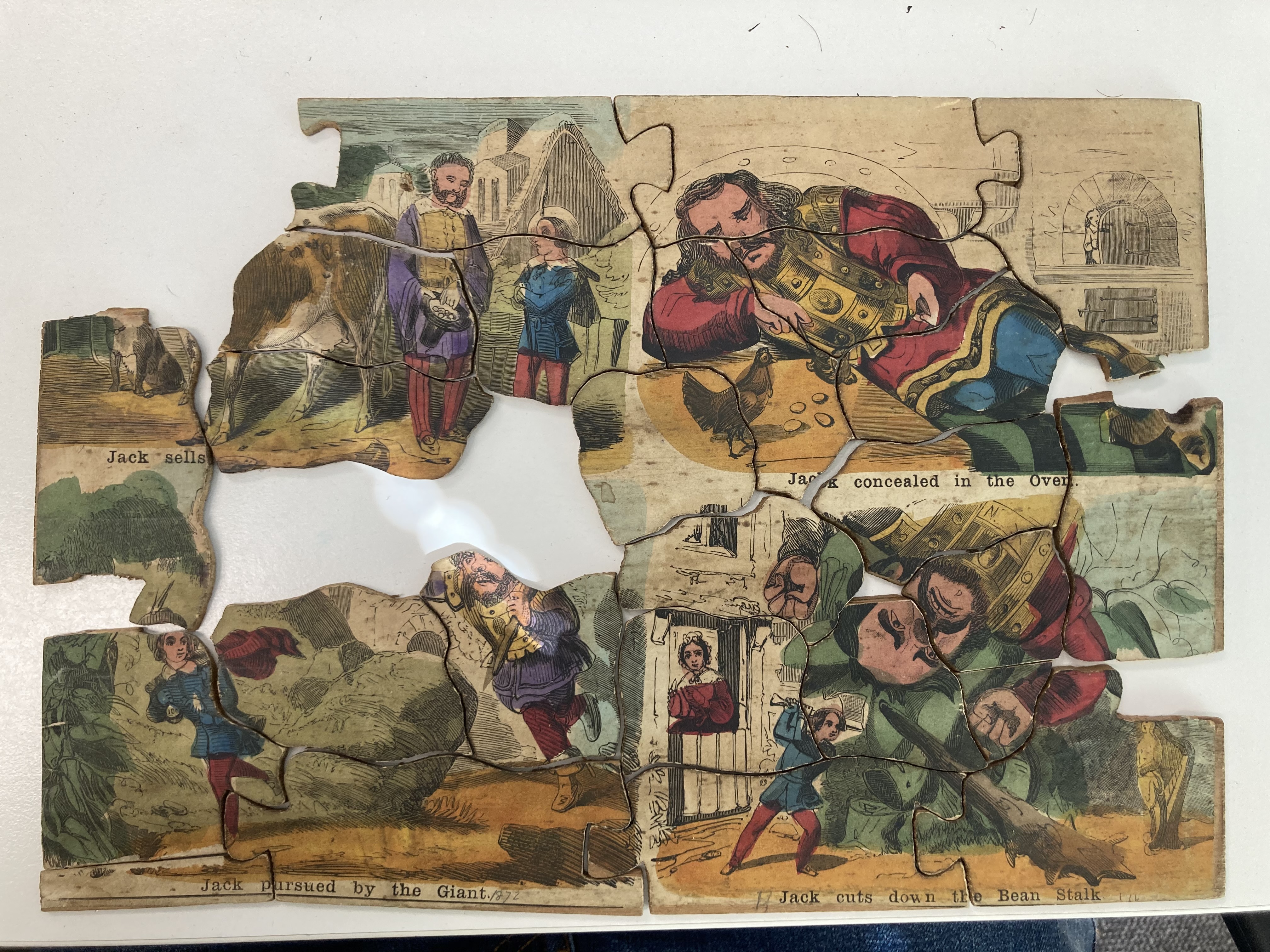 Four mid 19th century dissected wooden jigsaw puzzles and a set of fifteen Victorian printed alphabe - Image 4 of 8