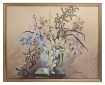 Barbara Mary Steyning Everard (1910-1990) watercolour, a study of a flowering vase