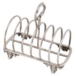 A Victorian silver six division toast rack