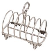 A Victorian silver six division toast rack