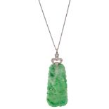 A jadeite and diamond-set pendant