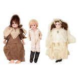 Three early 20th century German bisque headed dolls