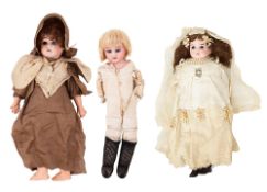 Three early 20th century German bisque headed dolls