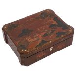 A 19th century Chinese export gilt decorated red lacquered box