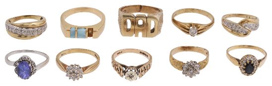 Ten assorted rings