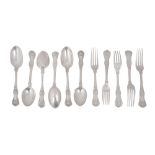 George V silver Kings pattern dessert forks and spoons