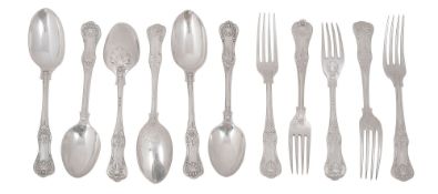 George V silver Kings pattern dessert forks and spoons