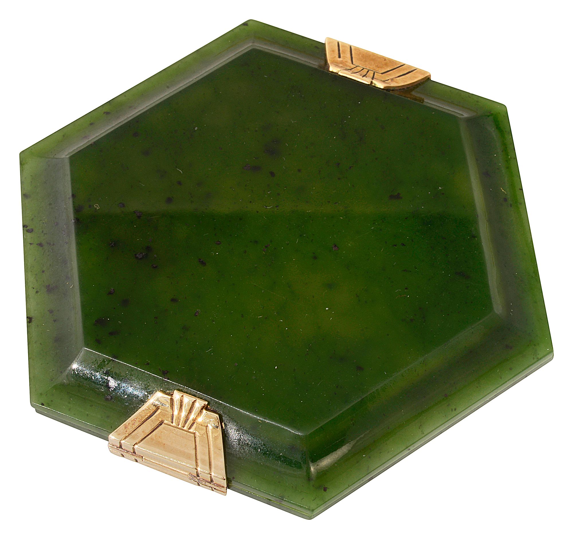 An Art Deco Dunhill nephrite powder compact