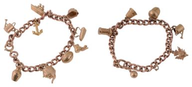 Two 9ct gold charm bracelets