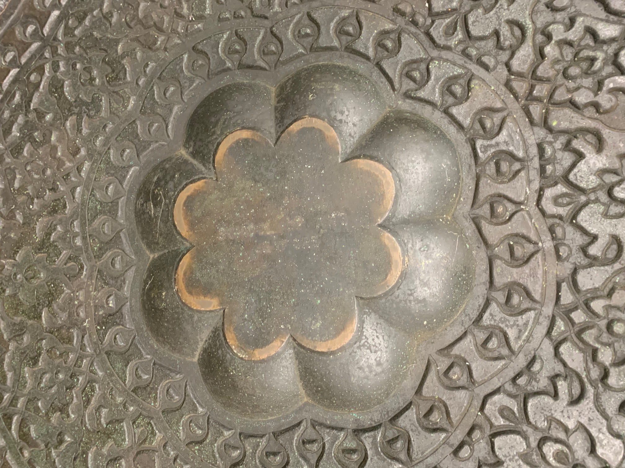 An Indian brass tray on stand occasional table - Image 2 of 2