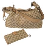 A Gucci canvas and leather Hobo Bag and matching purse