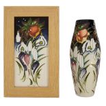 A Moorcroft 'Snowtime' pattern vase and plaque