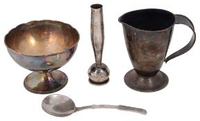 Mid 20th century silver to include a planished pedestal bowl and a jug