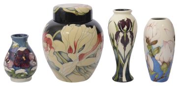 A Moorcroft ginger jar and three vases