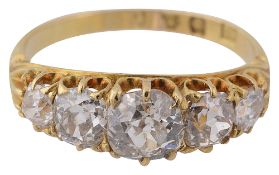 A late Victorian/Edwardian five stone diamond ring