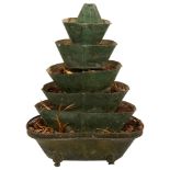 A late 19th century French tiered green tole planter