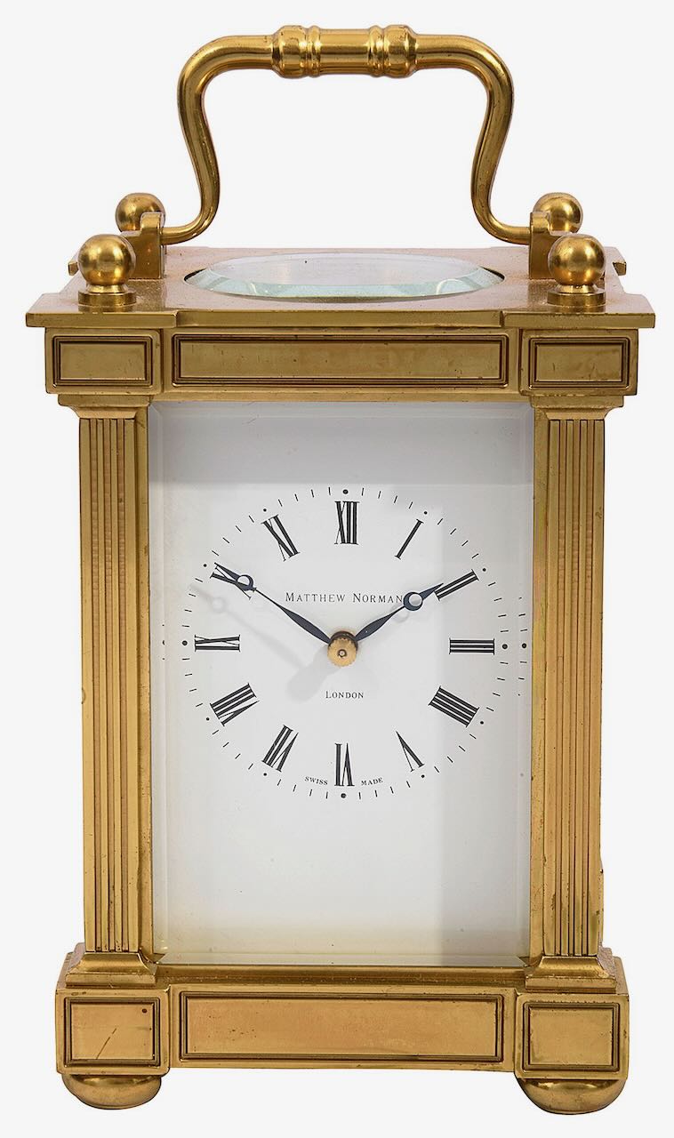 A large Matthew Norman brass four glass carriage clock - Image 2 of 2