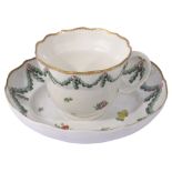 A late 18th century Champions Bristol chocolate cup and saucer c.1775
