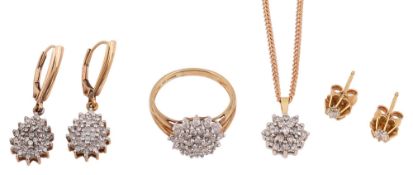 Four items of diamond-set jewellery