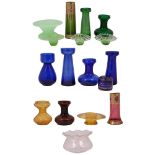 A collection of seventeen pieces of coloured and art glass, 19th century and later