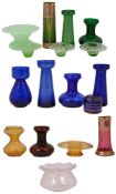 A collection of seventeen pieces of coloured and art glass, 19th century and later