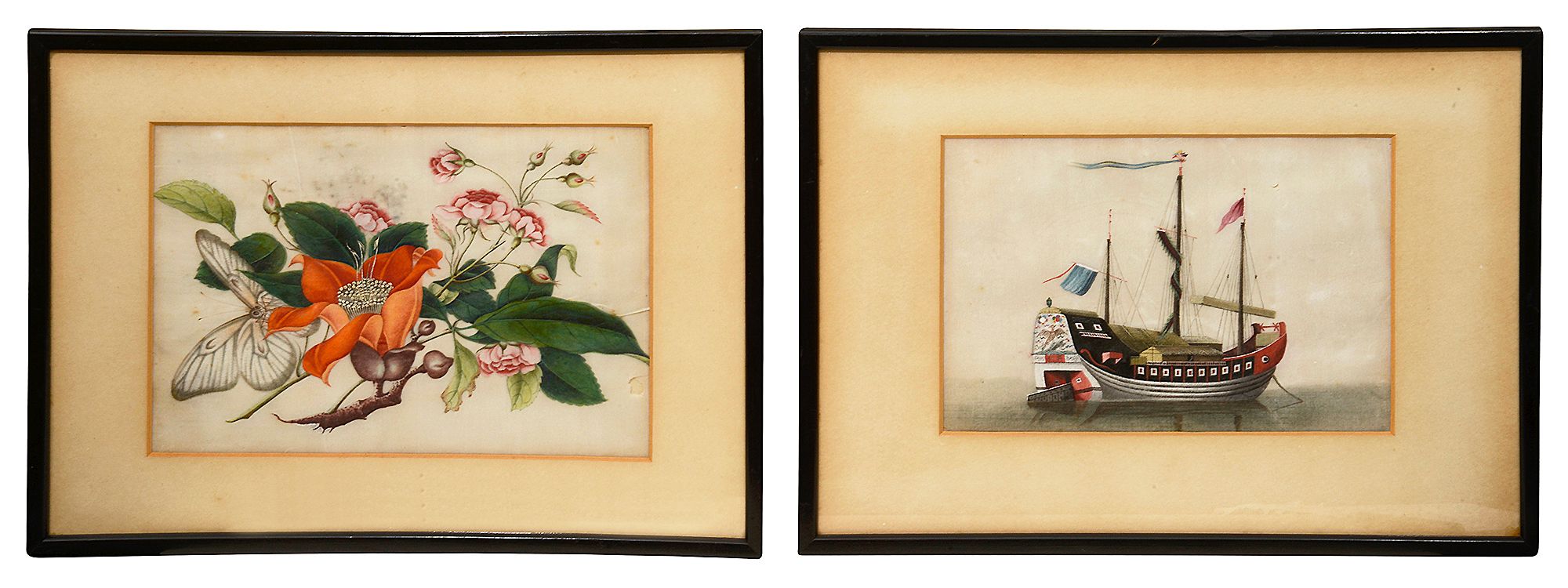 Two Chinese export pith pictures, 19th century