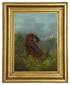 A Blake (British, late 19th century) 'Working spaniel retrieving wildfowl'
