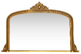 A Victorian giltwood and gesso overmantel mirror