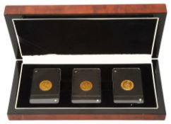 Three Queen Victoria gold half sovereigns, 1885, 1892, 1895