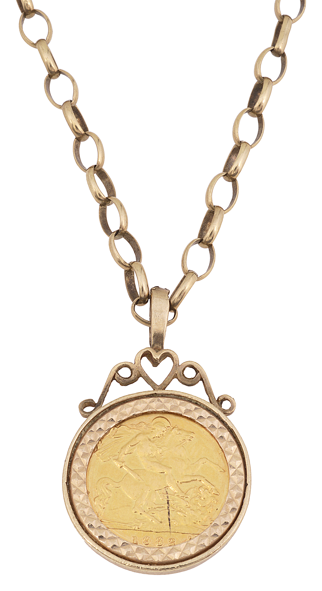 An Elizabeth II half sovereign pendant on chain