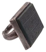 A 19th century Indian bloodstone seal ring in silver mount