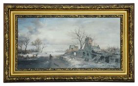 Dutch School (early 20th century) 'Winter Landscape with Frozen River'