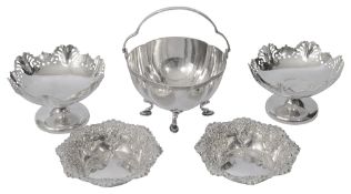 An Edward VII silver sugar bowl and other silver