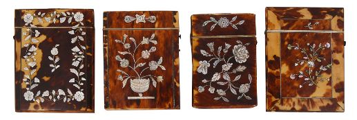 Four early Victorian tortoiseshell card cases