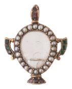 A Georgian memorial gem-set and half pearl locket