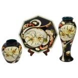 Three Moorcroft 'Mount Cook Lily' pattern pieces