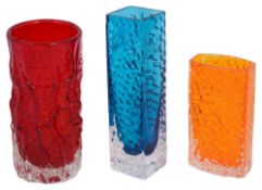 Three Geoffrey Baxter for Whitefriars vases, 1960s