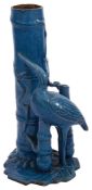 A C H Brannam Barum art pottery blue glazed heron and bamboo spill vase