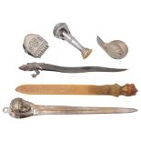 A collection of continental Seccessionist and other desk items and letter openers