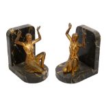 A pair of Austrian Art Deco bronzed figural bookends