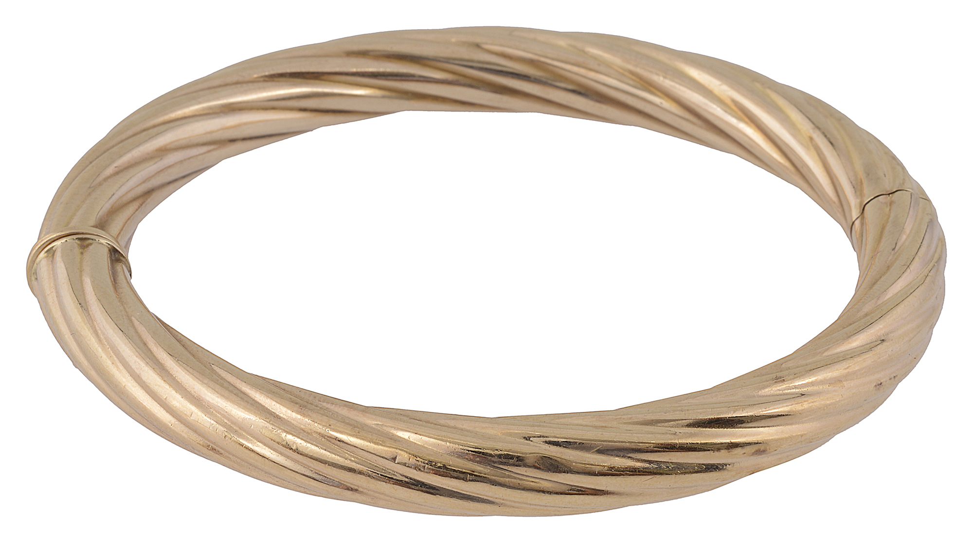 An Unoaerre 9ct gold rope twist hinged bangle