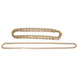 A 9ct gold rope-twist neck chain and a continental 9ct gold belcher link chain