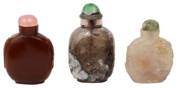 Three Chinese hardstone snuff bottles