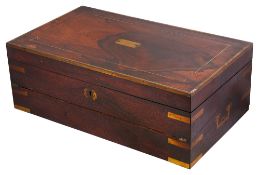 An early 19th century brass bound rosewood campaign writing slope