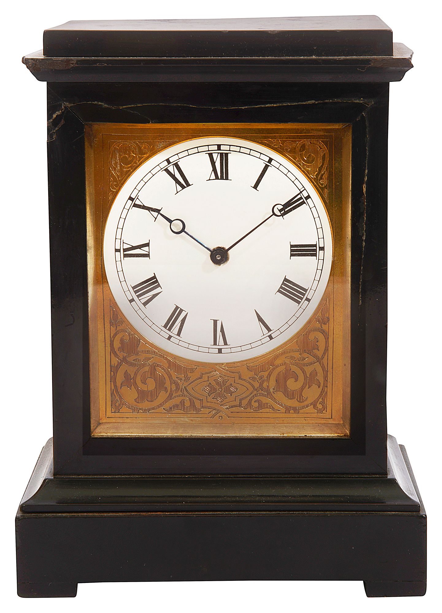 A mid 19th century French ebonsied mantle clock