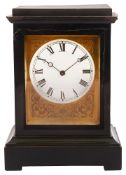 A mid 19th century French ebonsied mantle clock