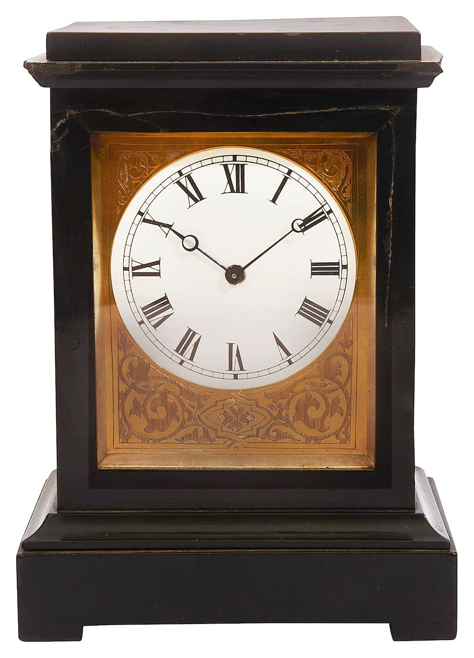 A mid 19th century French ebonsied mantle clock - Image 2 of 2